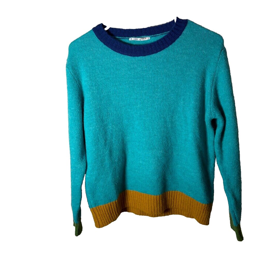 Dr Bloom Sweater Women's Small Wool Blend Pullover Colorful Crew Neck Knit